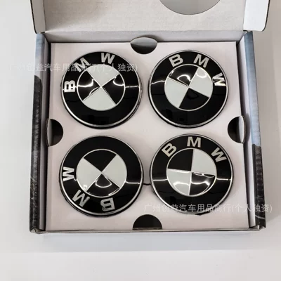 Car logo covers, including models 1 Series, 3 Series - bm68-black-and-white-4-pack