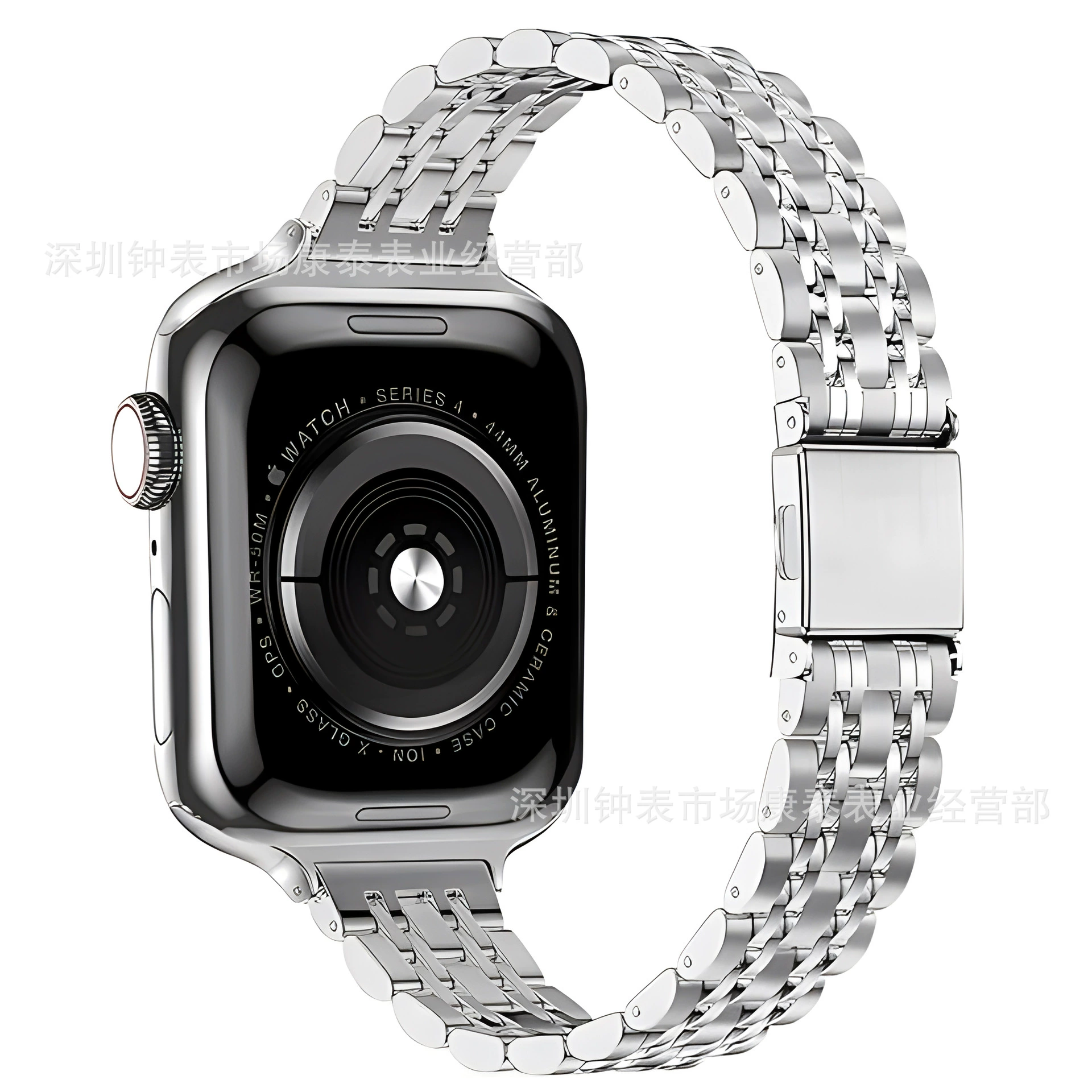 Подходит для Apple Watch S9/Ultra2 ремешок Apple 14×12 мм узкое крепление из стали семь бусин металлический ремень