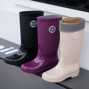 High-Top Rain Boots for Women, Adult All-Season Rain Boots, Waterproof Kitchen Work Water Shoes, Non-Slip Boots for Rainy Days