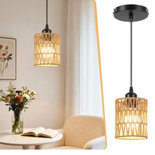 美式麻绳小吊灯手工编织 民宿中式餐厅酒店客栈吧台卧室中山灯具