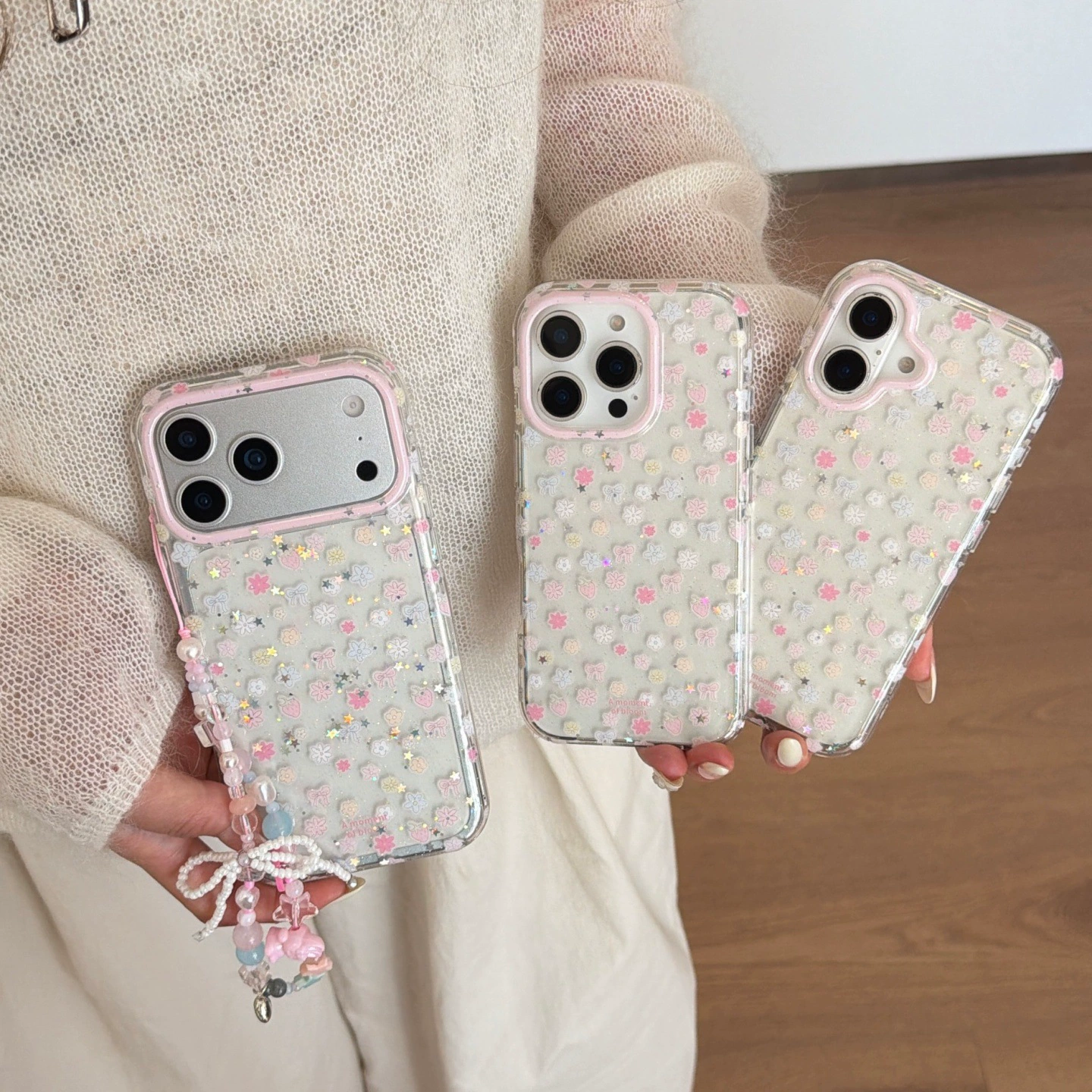 Apple, compatible iPhone 14/15, phone case, iPhone16 Pro, protective case, set, floral print, iphone, 17promax