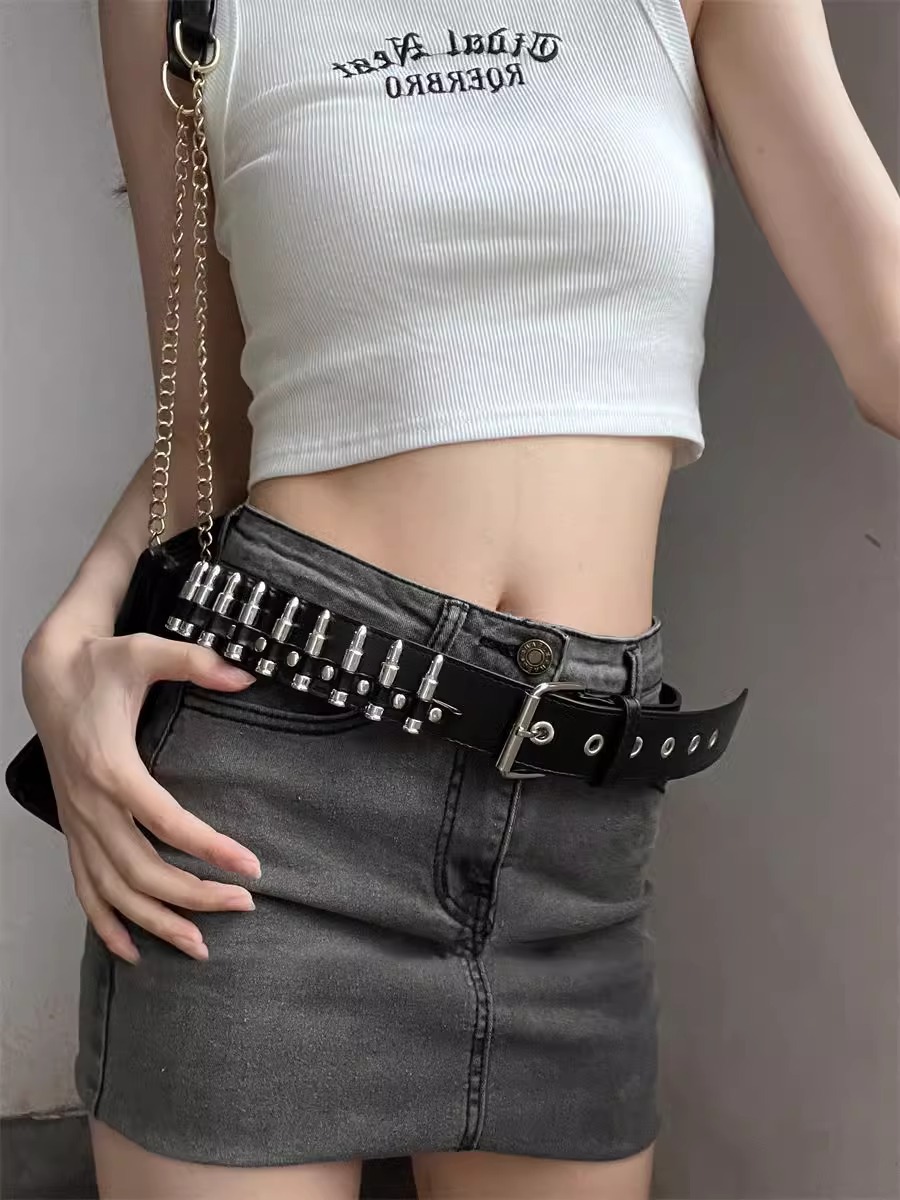 Neuer cooler Y2k-Nietengürtel im Punk-Stil aus der Subkultur, Schwarz, Spicy Girl, personalisierter Jeans-Dekogürtel für Damen und Herren_voghion.com