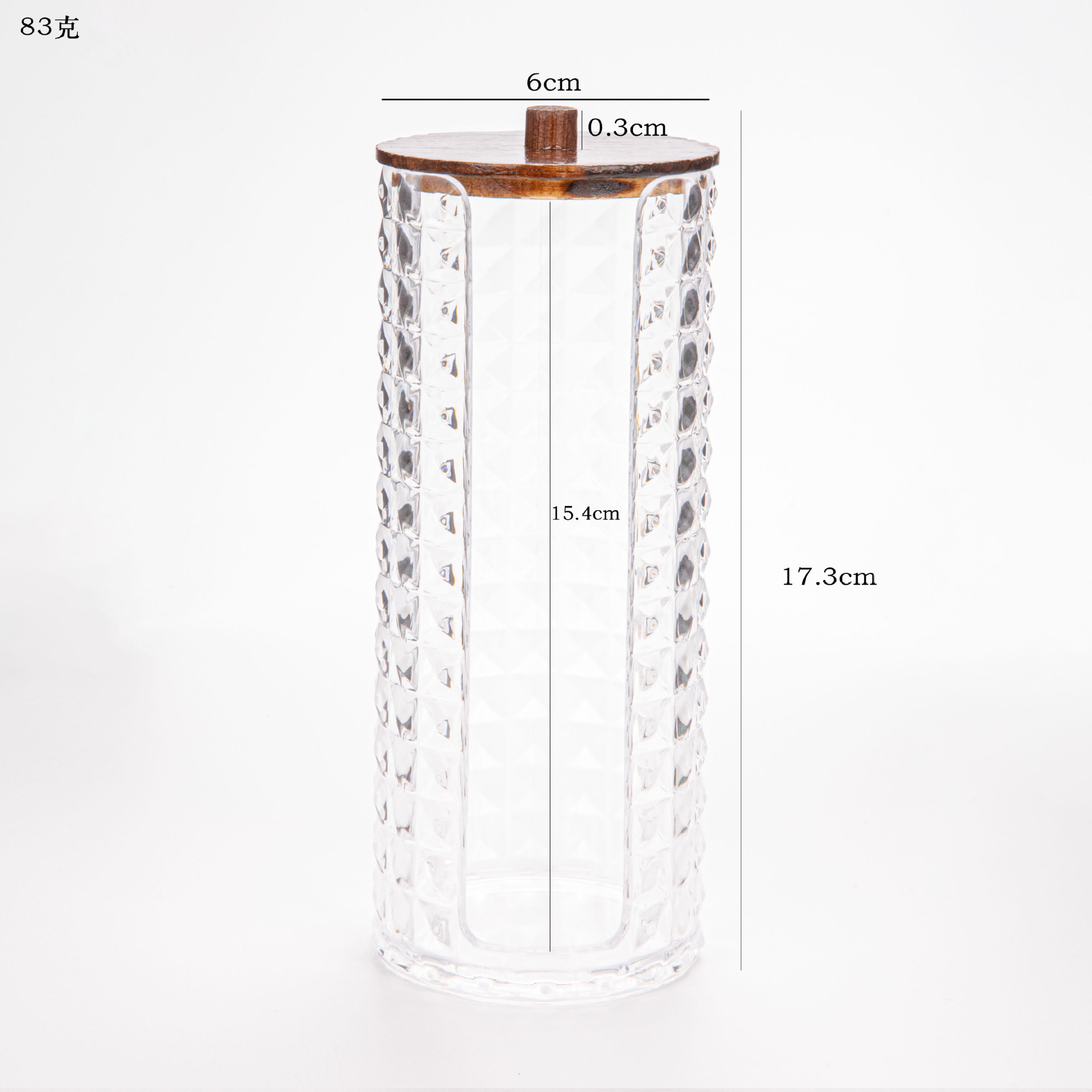 Nuevo producto transparente de marca de algodón de diamante cubierta de bambú PS portátil redonda larga combinación caja de almacenamiento de algodón cosmético