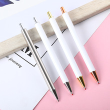 现货批发不锈钢金属中性笔创意无笔夹签字笔按动笔礼品广告笔代发