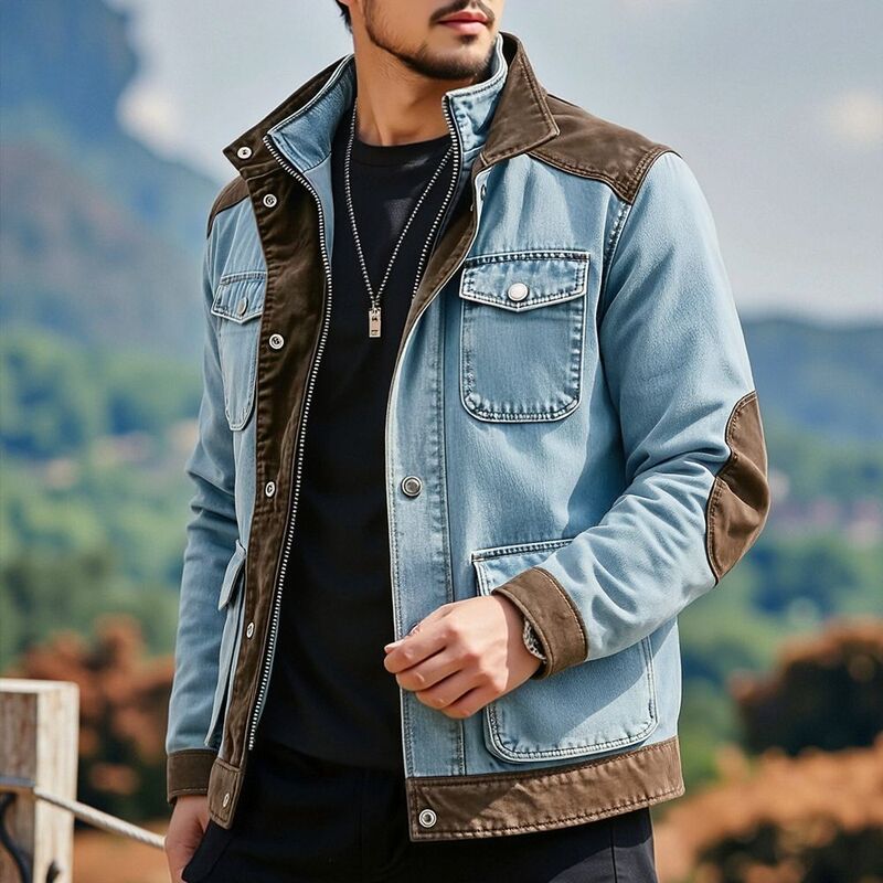 New Style Denim Men's Jacket Aliexpress Cardigan Jacket Casual Sports Style Men's Clothing
