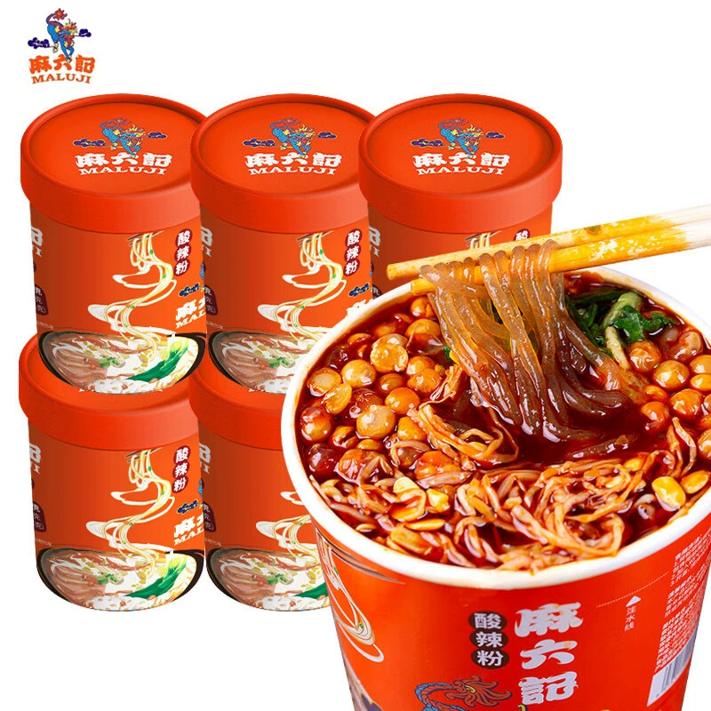 Горячая и кислая лапша Maluojie 256 г. Лапша из сладкого картофеля, не жареная. Влажная лапша. Горячая и кислая лапша. Удобная лапша быстрого приготовления для поздней ночи.