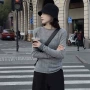 长袖修身圆领套头针织衫