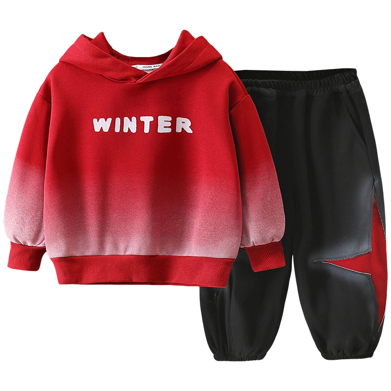 6315 traje de suéter con capucha para niños ropa de primavera y otoño 2025 nuevo traje de dos piezas de ropa de celebridades de Internet de otoño para niños