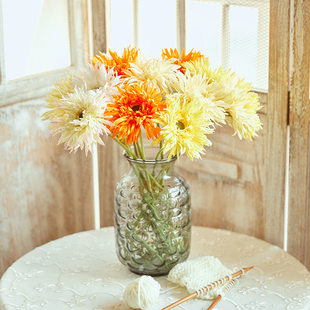 Simulated big brushed gerbera flower, raw edge small daisy fake flower, home furnishing Fulang chrysanthemum factory wholesale and retail