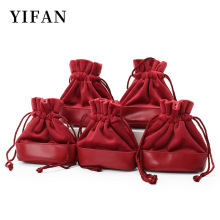 珠宝首饰包装袋耳机收纳袋饰品绒布袋抽绳绒布红色绒布束口袋批发