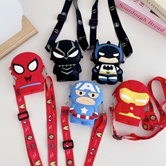 クロスボーダー漫画子供カバンスパイダーマンショルダーバッグ斜めがけバッグ男の子ファッションカバン子供シリコン小銭入れ