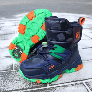 New Snow Boots for Children 2025 New Model Thickened Plush Cotton Shoes for Older Children Boys' Boots Wolf Tooth Claw Cotton Boots Wholesale