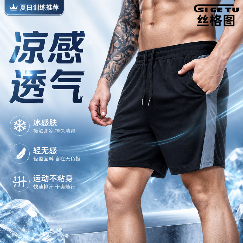 Silk Picture Cross-Border Quick-Drying Sports Shorts Men's Summer Mesh Breathable Basketball Pants Marathon Training Running Pants