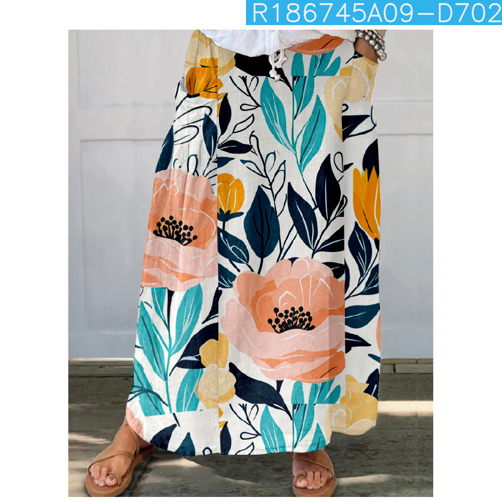 New Floral Pattern 3D Printed Skirt With Pockets