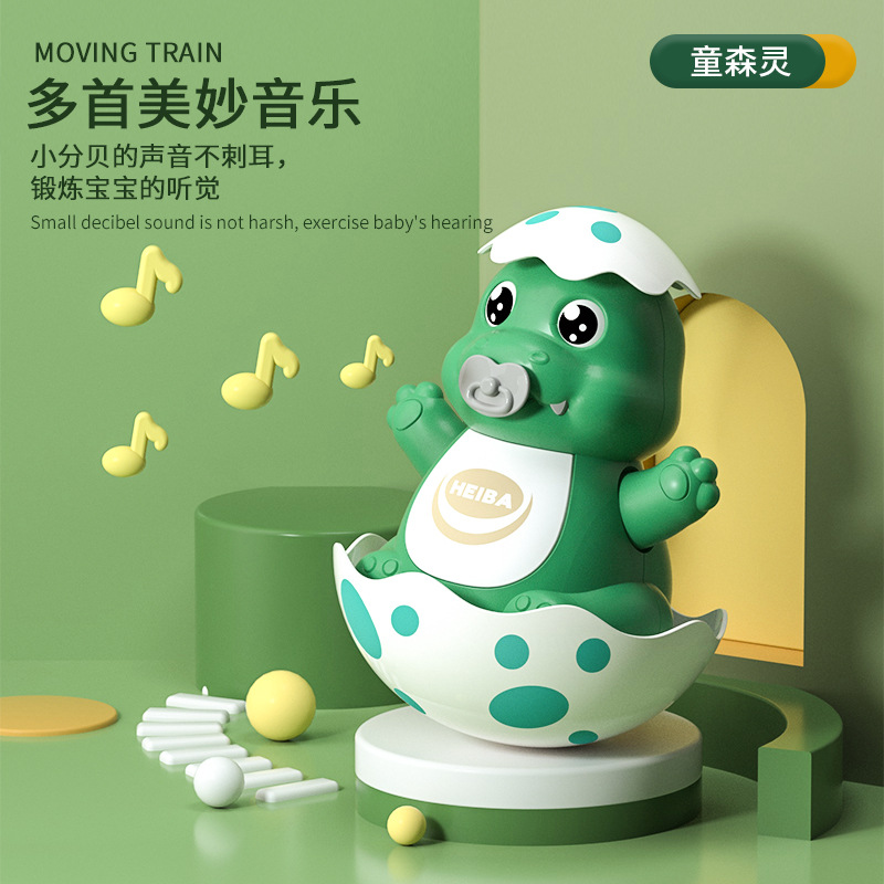 Nuevo eléctrico universal lindo dinosaurio huevo música luz parpadea dinosaurio vaso juguete rompecabezas de los niños