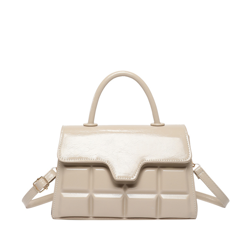 Mendidura a cuadros, color sólido, estilo occidental simple, textura fresca, 2025, bolso cuadrado pequeño de mensajero de un solo hombro de moda coreana de primavera