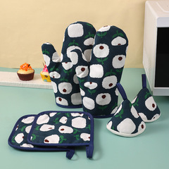 Heat-resistant gloves, anti-scalding gloves, kitchen oven gloves, baking heat-resistant thickened household microwave oven gloves