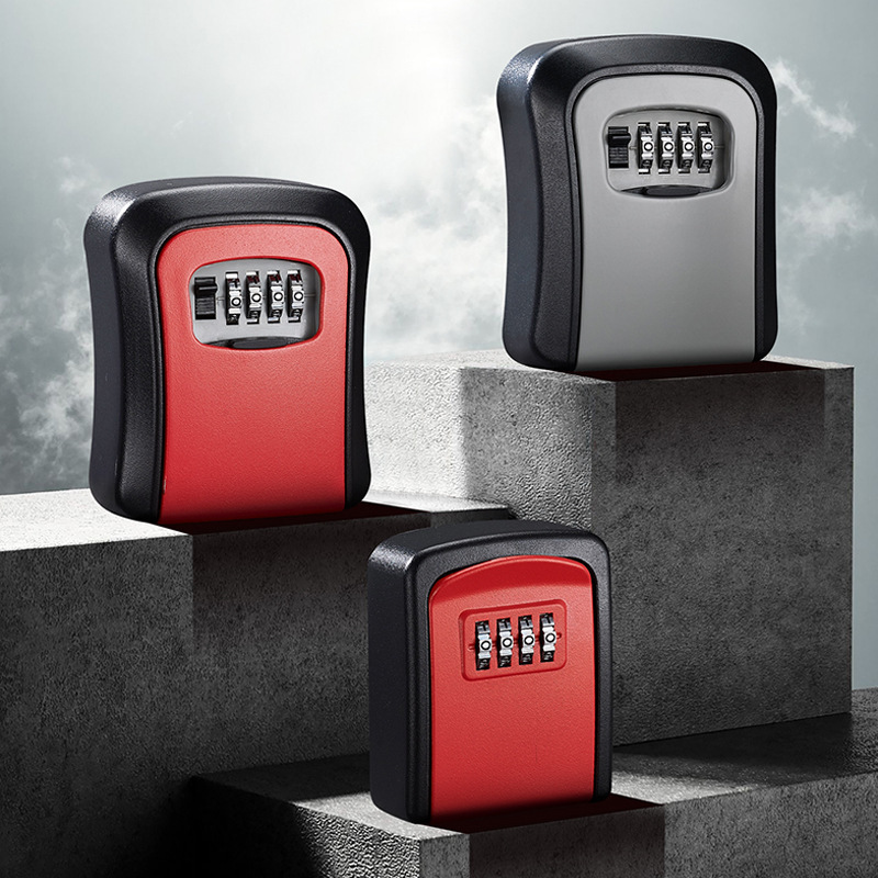 Decoración de la puerta de la caja de llaves de contraseña sitio de construcción temporal alojamiento residencial sin agujeros perforados en la puerta de entrada de la casa para poner llaves en la caja de cerradura doméstica