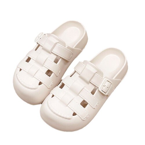 Summer New Holes Shoes Thick Sole Outer Wear Soft Sole Anti-Slip Fashion Birkenstock Flat Student Head Cover Cool Slippers