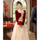 Toasting Dress Bride 2025 New Wedding Dress Women's dress Wedding wine red Door-back Dress
