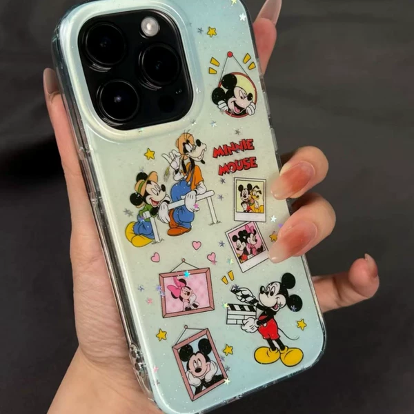 Fine glitter double layer [Gradient Mickey Goofy Dog] - single shell