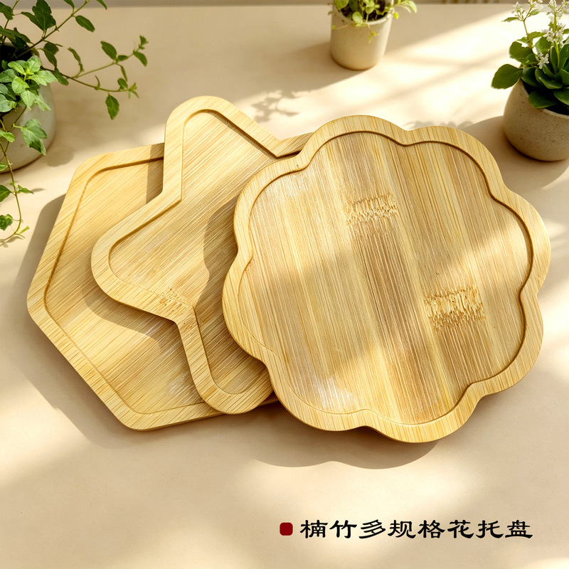 Bamboo Succulent Flower Pot Tray DIY Mosaic Coaster Filigree Enamel Base Tray Materials Mother's Day Gift