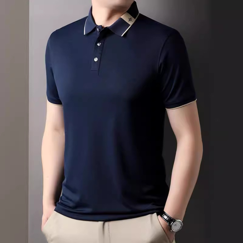 Men's Lar Short-sleeved T-shirt Polo Shirt Men's Breathable Summer New Middle-aged Loose Business Casual Top Men's Wear