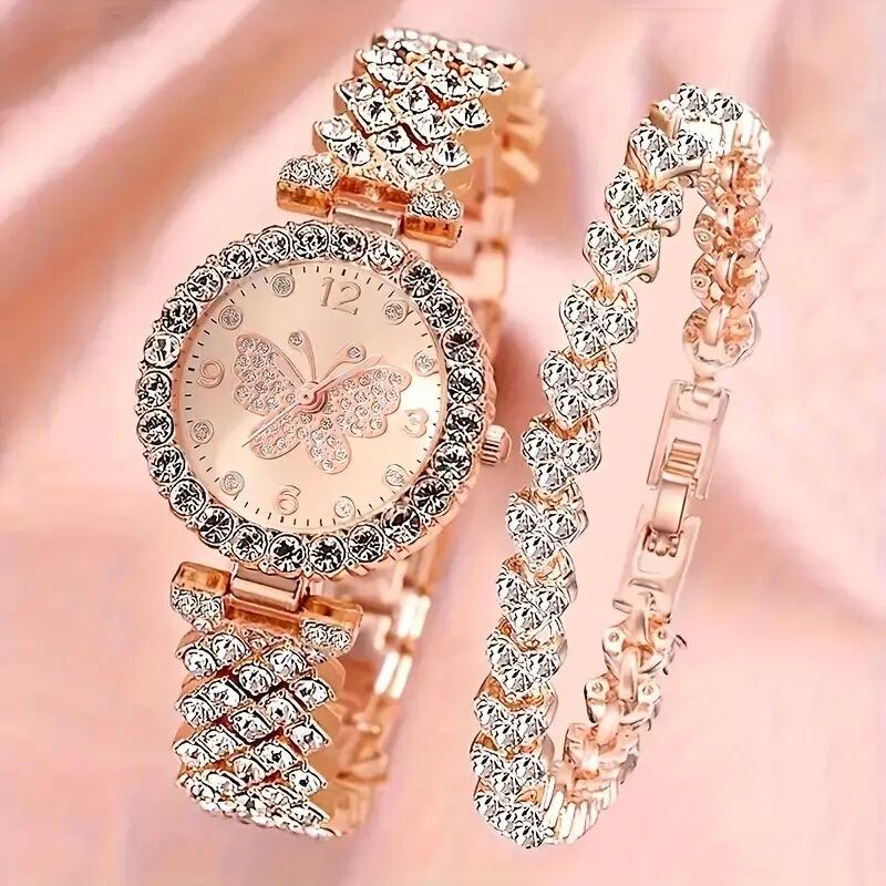 Cross-border Explosions Women's Watch Diamond Jewelry Watch Women's Watch Quartz Watch Digital Watch Necklace Wristwatch suit