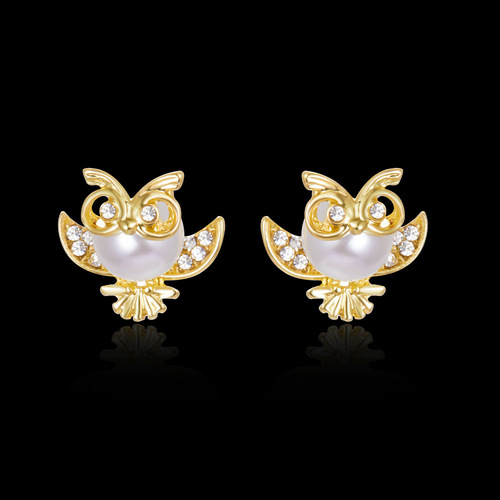 Factory direct sales new animal series fashionable versatile pony wings moon stars full diamond earrings stud earrings