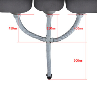 Kitchen sink drain pipe three-way connecting pipe three-way steel wire drain pipe hotel large tank pipe manufacturers supply in large quantities