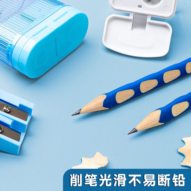 Deli Sacapuntas de lápiz para niños de doble agujero de la pluma de giro de la escuela primaria de jardín de infantes manual de afilado negrita sacapuntas especiales al por mayor