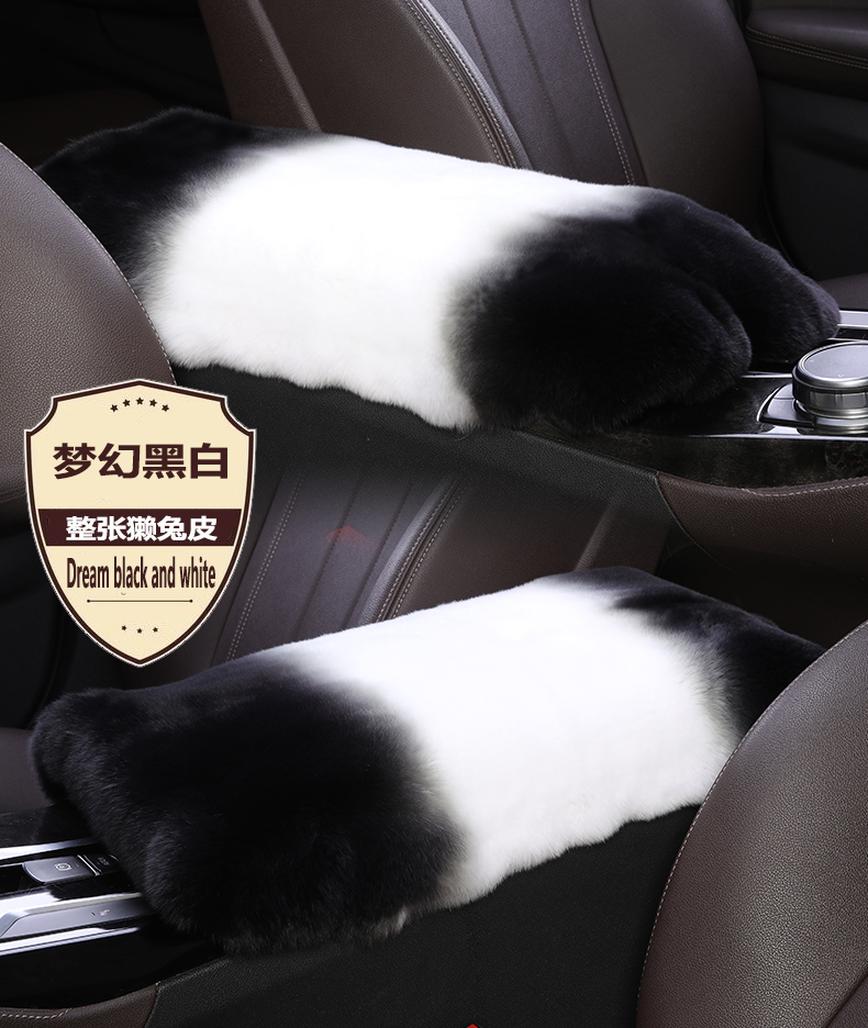 Rex Rabbit Fur Car Armrest Box Pad Winter New Style Universal