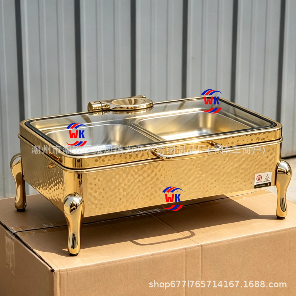 El horno de buffet comercial engrosa 304 horno de Buffy con patrón de martillo de acero inoxidable, horno de aislamiento térmico de hotel cuadrado rectangular