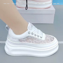 小白鞋女2025新款爆款夏季新款网面配裙子厚底内增高透气女鞋网鞋