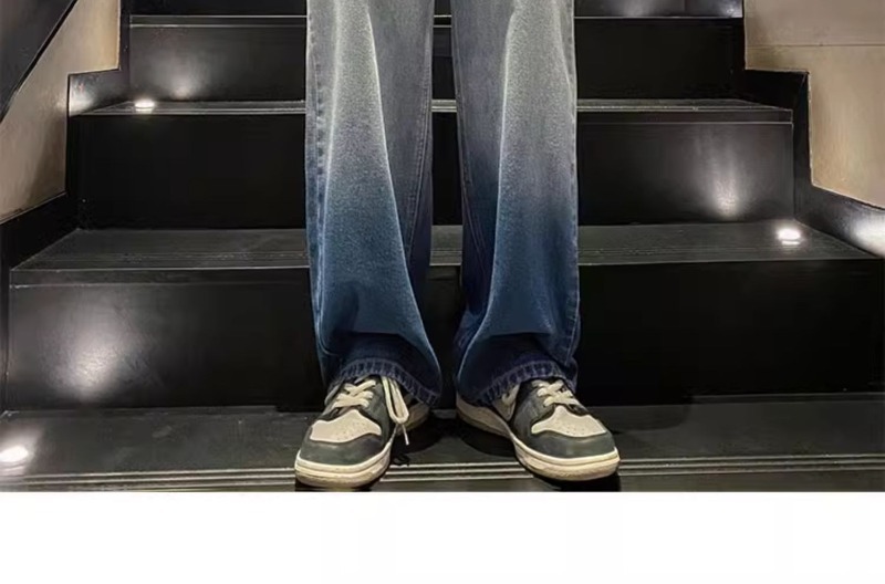 Herr jeans rak passform retro stil vida lediga byxor casual_voghion.com
