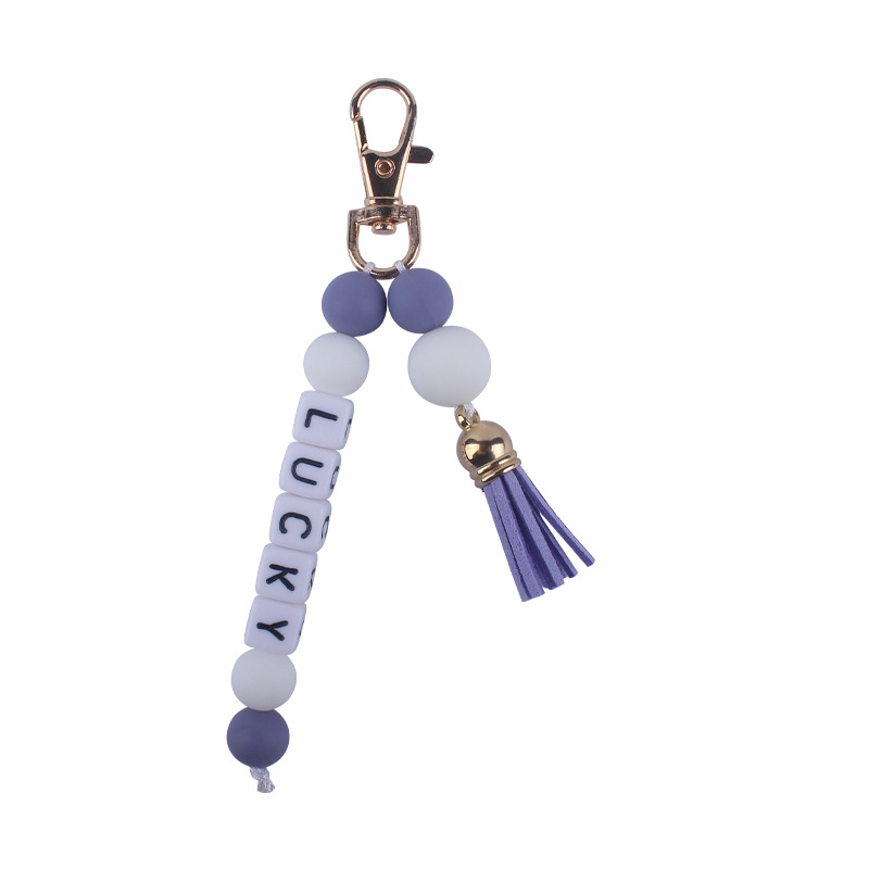 Nuevo creativo borla colgante DIY nombre llavero colgante de cuentas de silicona colgante bolsa colgante AliExpress