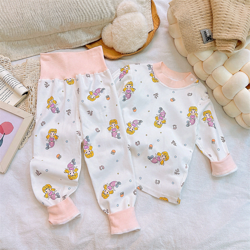 Conjunto de ropa interior para niños otoño nuevo bebé peinado algodón puro bebé cintura alta protección del vientre ropa de otoño pantalones largos ropa para niños