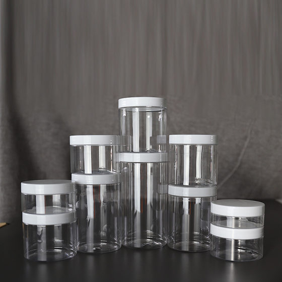 89 teeth plastic aluminum cap bottle cream mask anti-fall PET wide mouth bottle transparent kitchen storage sealed jar