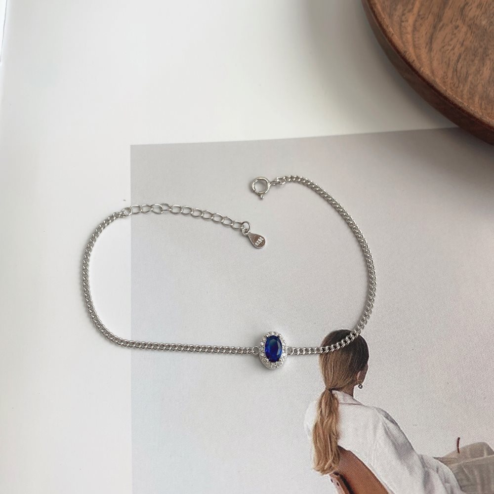 Retro Geometric Sterling Silver Inlay Zircon Bracelets 1 Piece