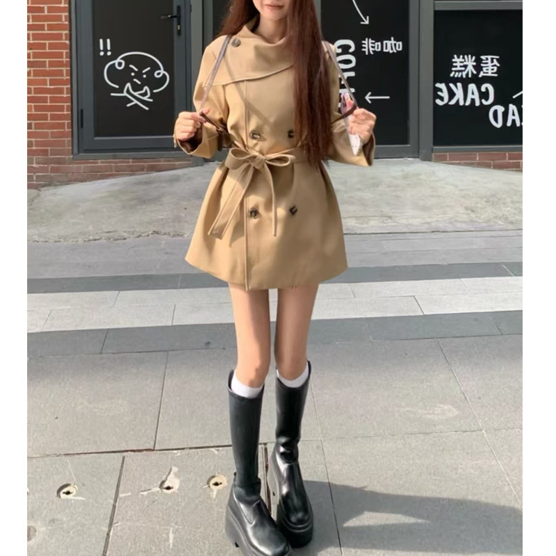 MIU系千金2025秋季网红新款英伦风双排扣韩版通勤风衣外套女上衣|undefined