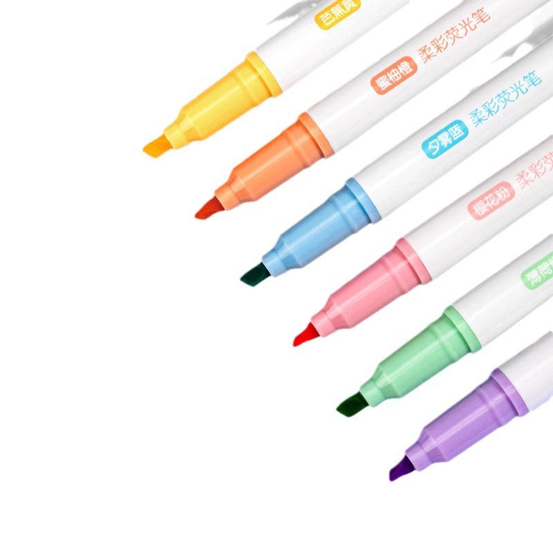 6 colores de la fuerza conjuntos de bolígrafo de punta suave bolígrafo de marcación de color pálido bolígrafo de marcación de cabeza única bolígrafo de marcación tipo hacha