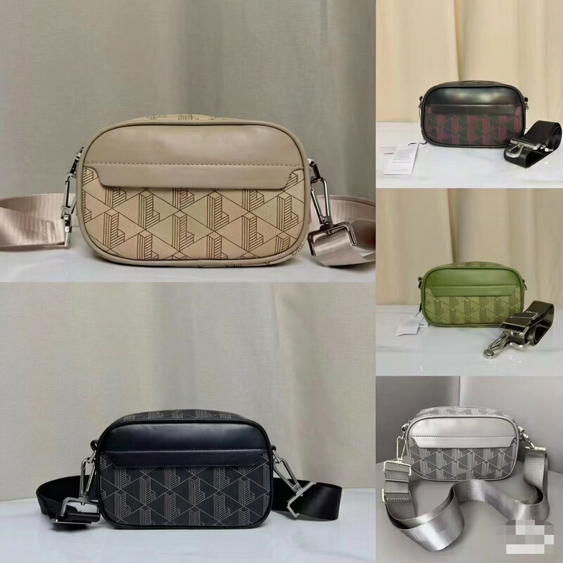 2026 Men's Crossbody Bag Made of Pu Material with Geometric Pattern Stitching, European and American Retro Ultra-Light Portable Camera Bag