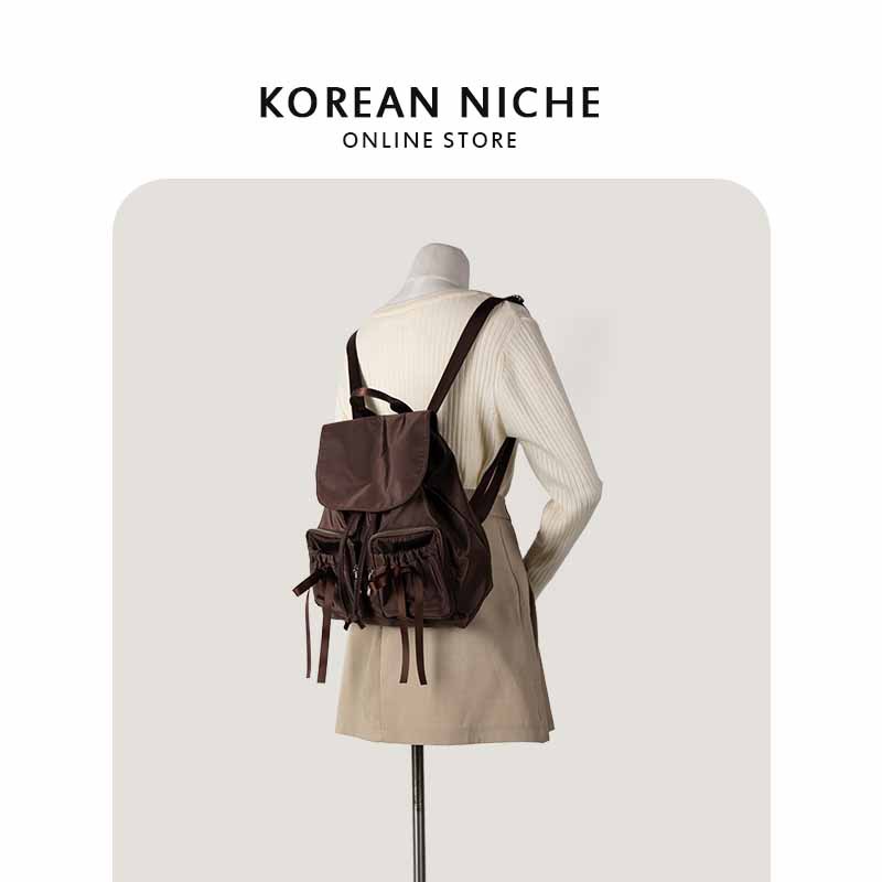 Koreanische Version des neuen Ins-Stils mit süßer Schleife, leichter Pendelrucksack aus Nylon-Canvas mit großer Kapazität_voghion.com