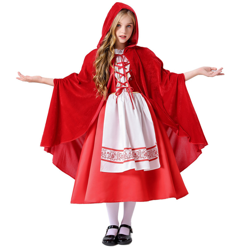 Halloween Costumes Grimm Fairy Tale Stage Play Performance Cosplay Farm Little Red Riding Hood Role-Playing Costumes