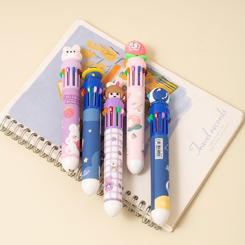 クリエイティブ小学生マルチカラーボールペン文具用品漫画箱入りかわいい高価値10色ハンドブックマルチカラー|undefined