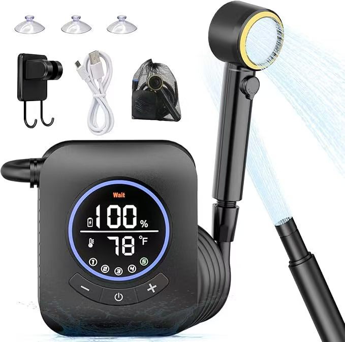 Ducha eléctrica portátil con bomba autocebante, ideal para camping, coche o uso al aire libre, modelo más vendido