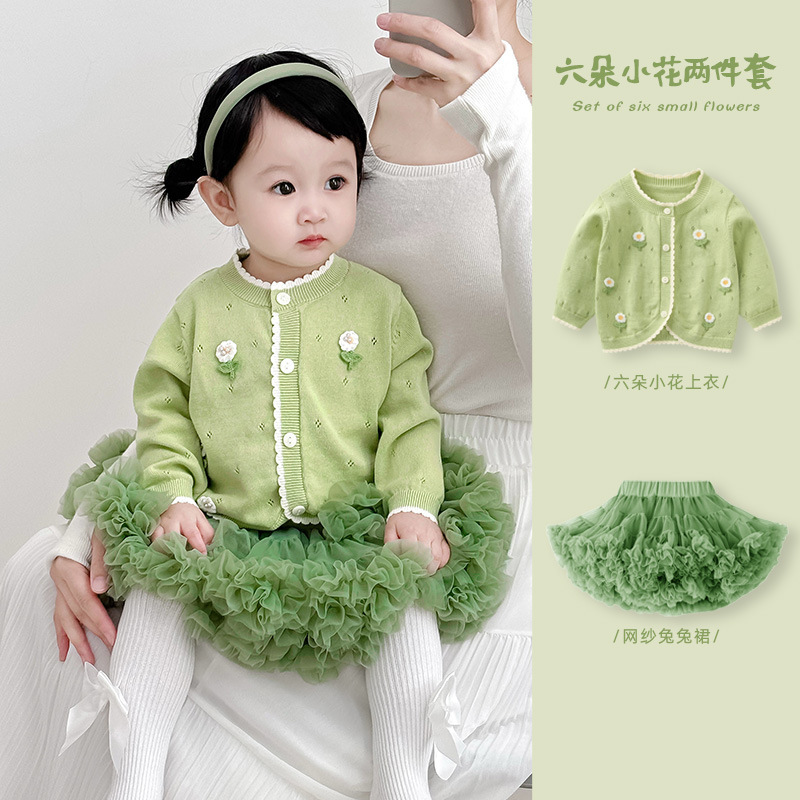 婴儿秋装套装2025新款女宝宝毛衣卫裤分体两件套女童早秋外套衣服|undefined