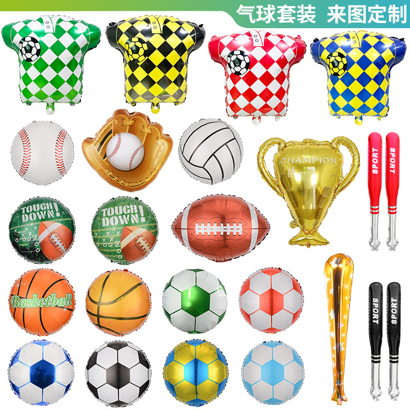 Globos de fútbol americano de 18 pulgadas, rugby, baloncesto, guantes de béisbol, decoraciones de globos de aluminio con temática deportiva de golf.
