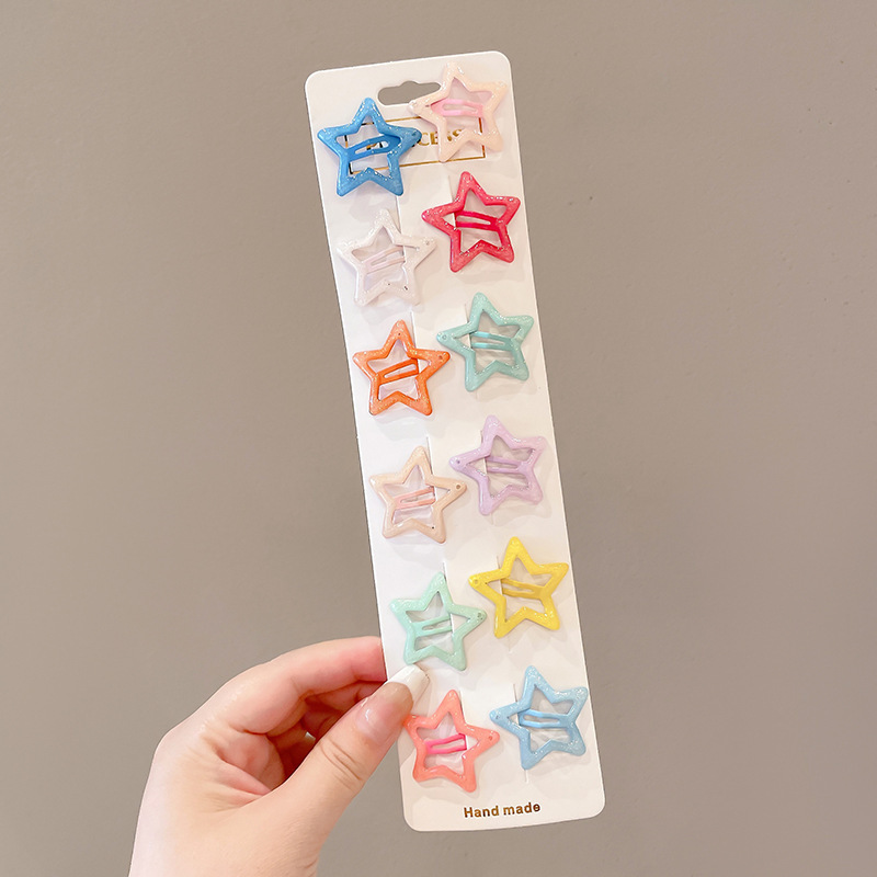 Pinza bb de color dopamina para niños cabello roto estrella de cinco puntas horquilla para niñas que no lastima el cabello, pinza para el cabello con flequillo para bebés, accesorios para el cabello lindos