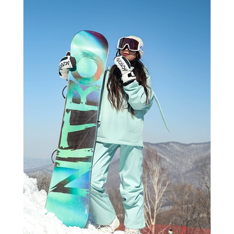 Лыжный курорт Аренда Оптовая зимняя ветрозащитная теплая водонепроницаемая кроличья уха серебряная лисица бархатная лыжная одежда для мужчин и женщин